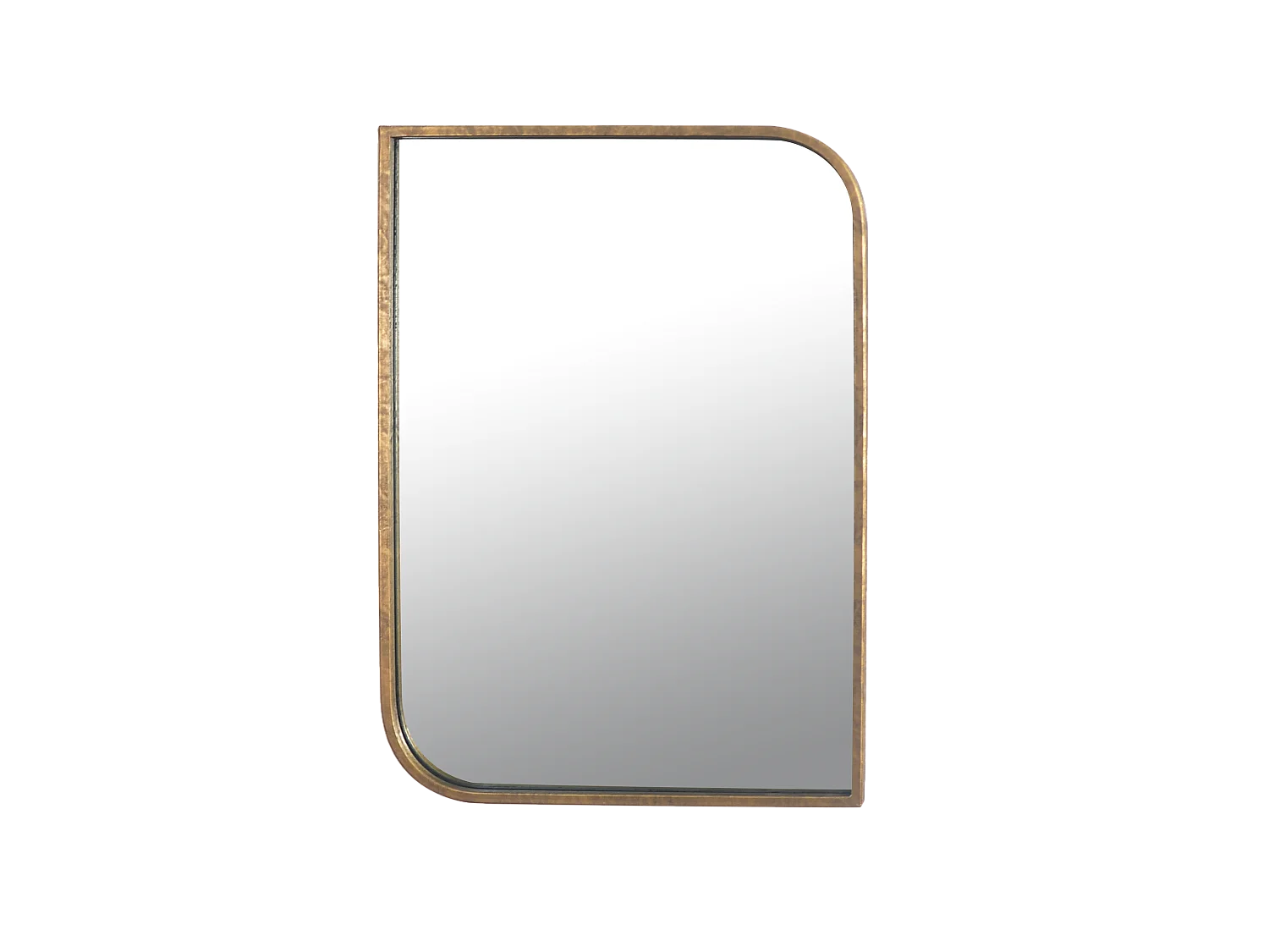 Miroir rectangle coins asymétriques arrondis métal doré 76x56cm