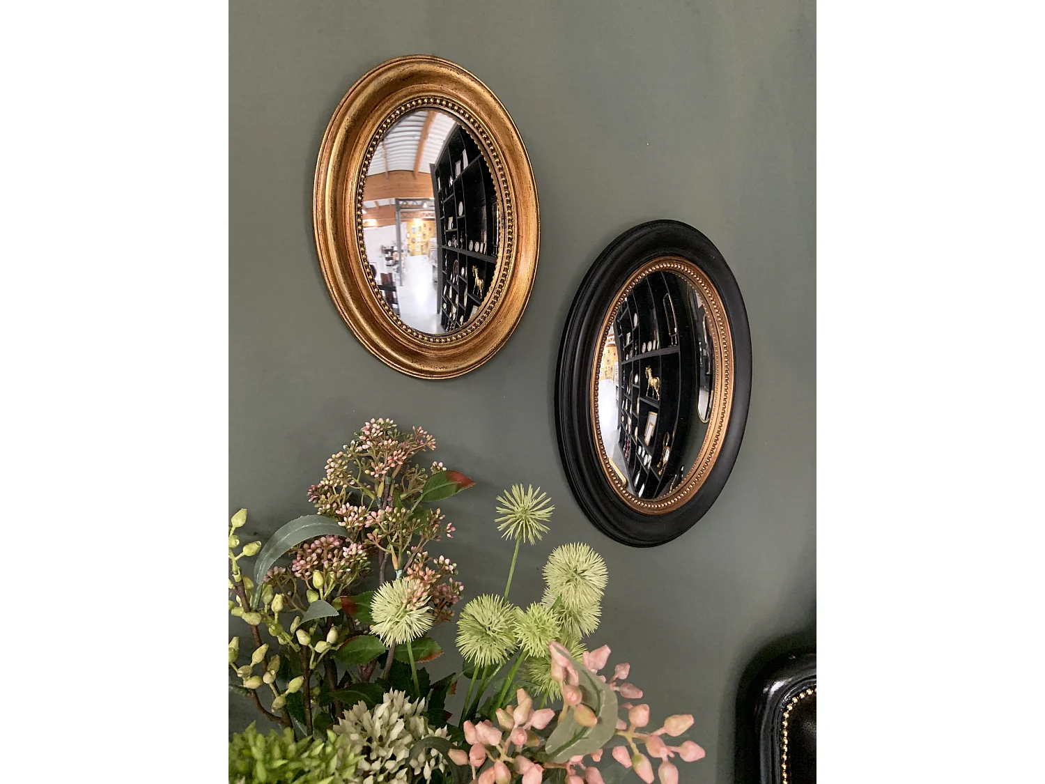 Miroir convexe ovale doré 24x19cm