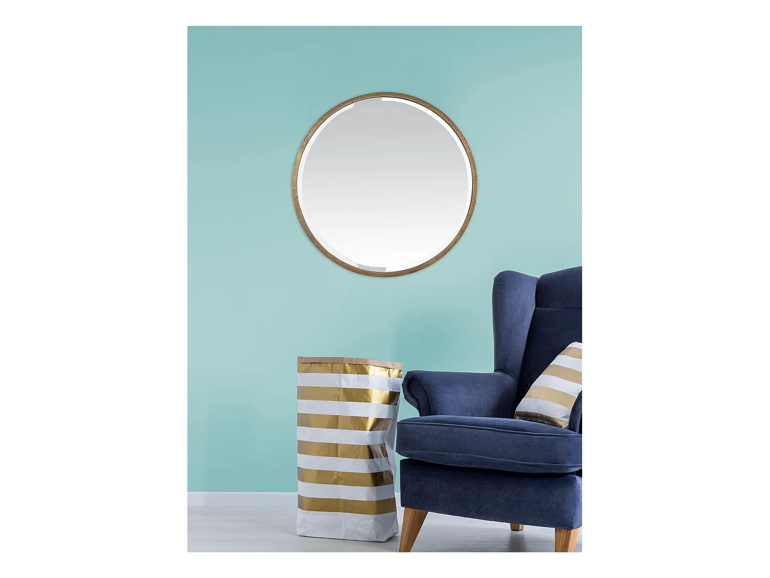 Miroir biseauté rond métal 60x60cm