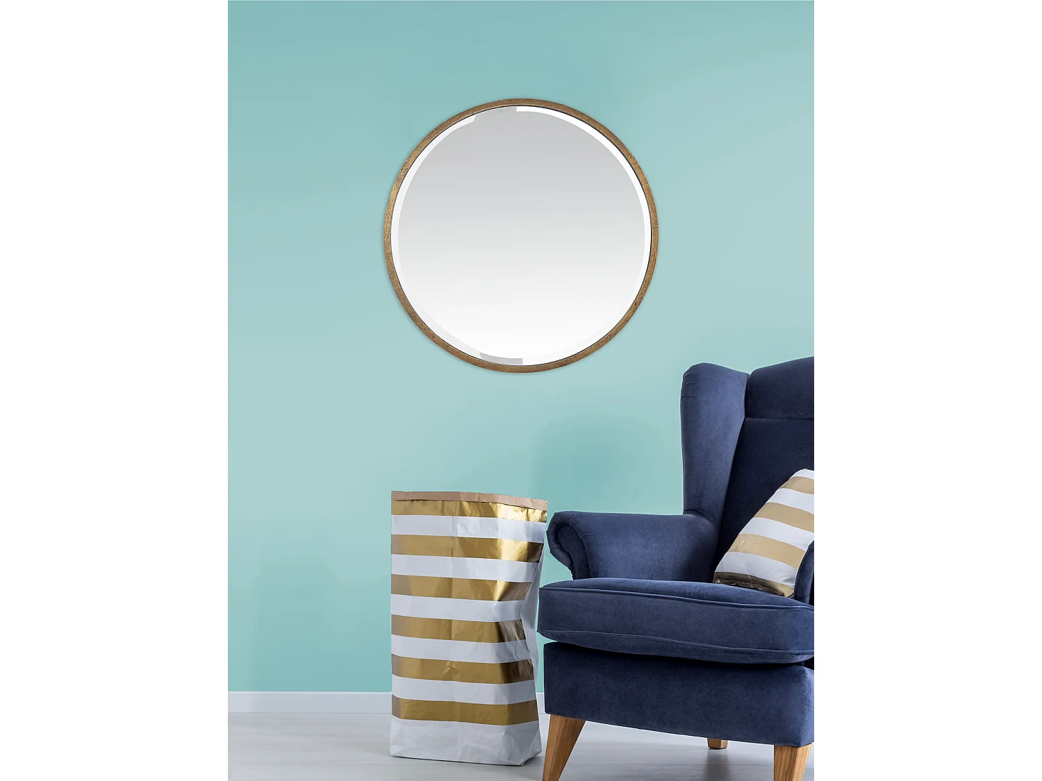 Miroir biseauté rond métal 60x60cm
