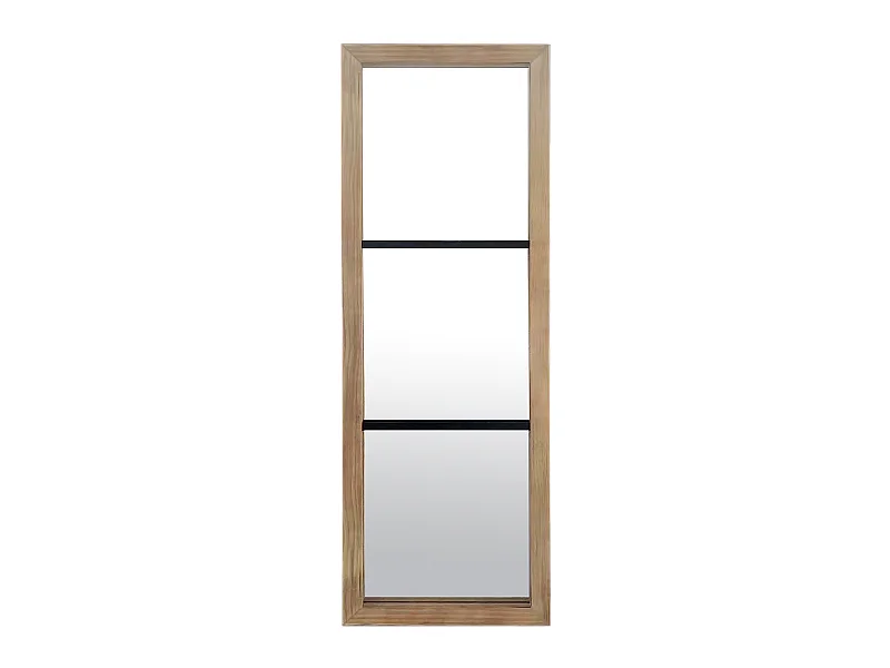 Miroir rectangulaire industriel métal et bois 50x150cm