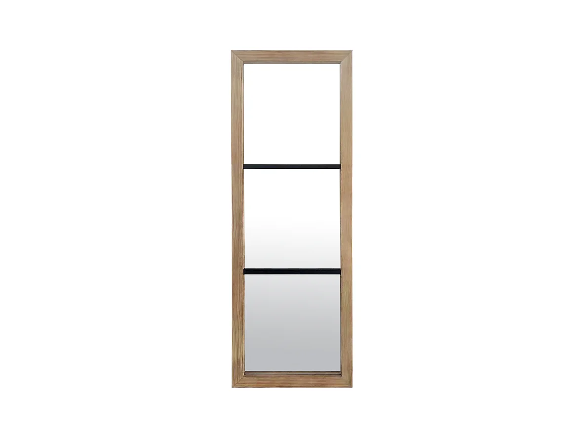 Miroir rectangulaire industriel métal et bois 50x150cm