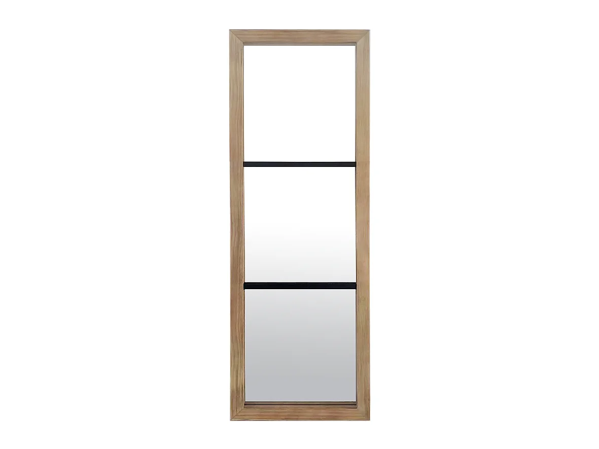 Miroir rectangulaire industriel métal et bois 50x150cm