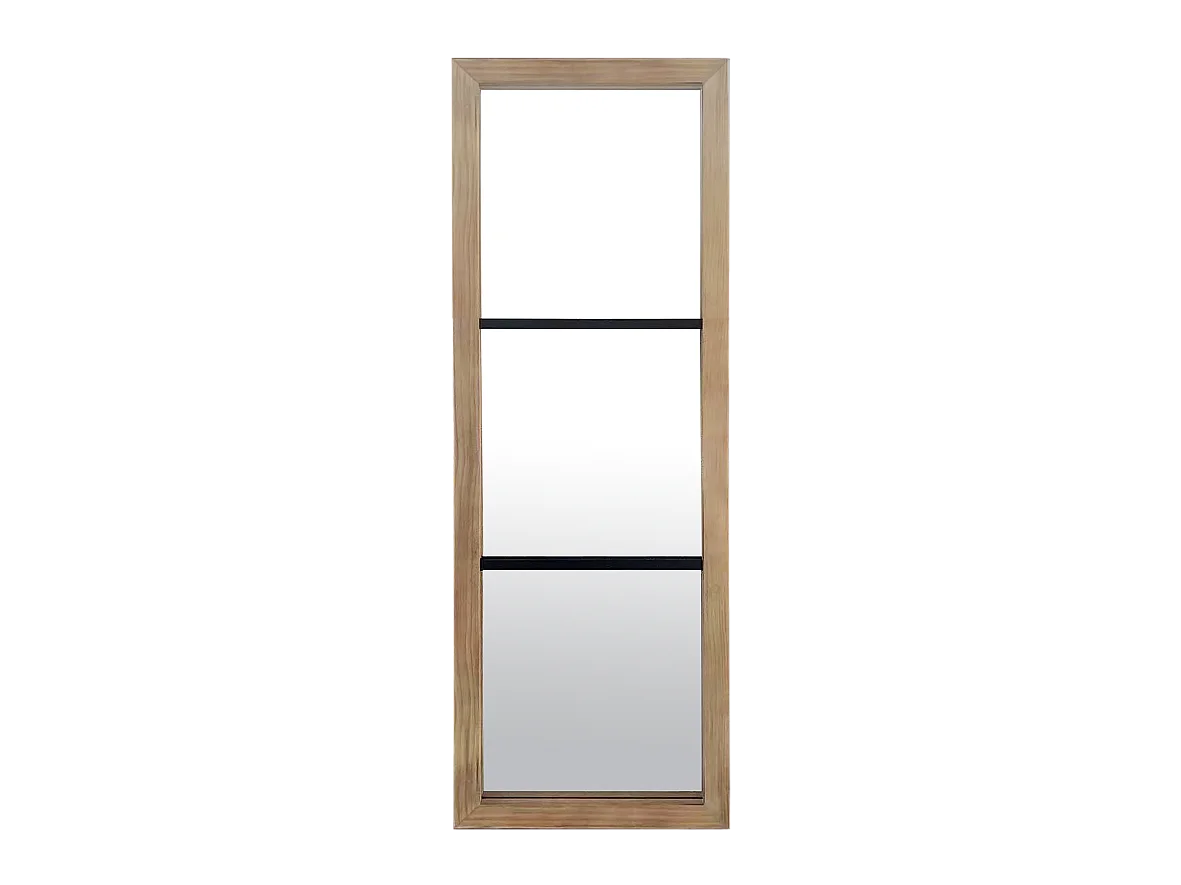 Miroir rectangulaire industriel métal et bois 50x150cm