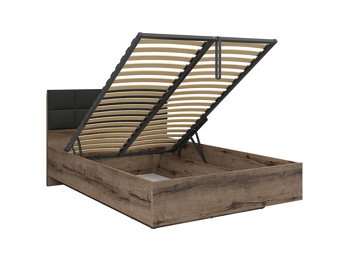 Lit coffre 140x200 sommier inclus Romane Bois