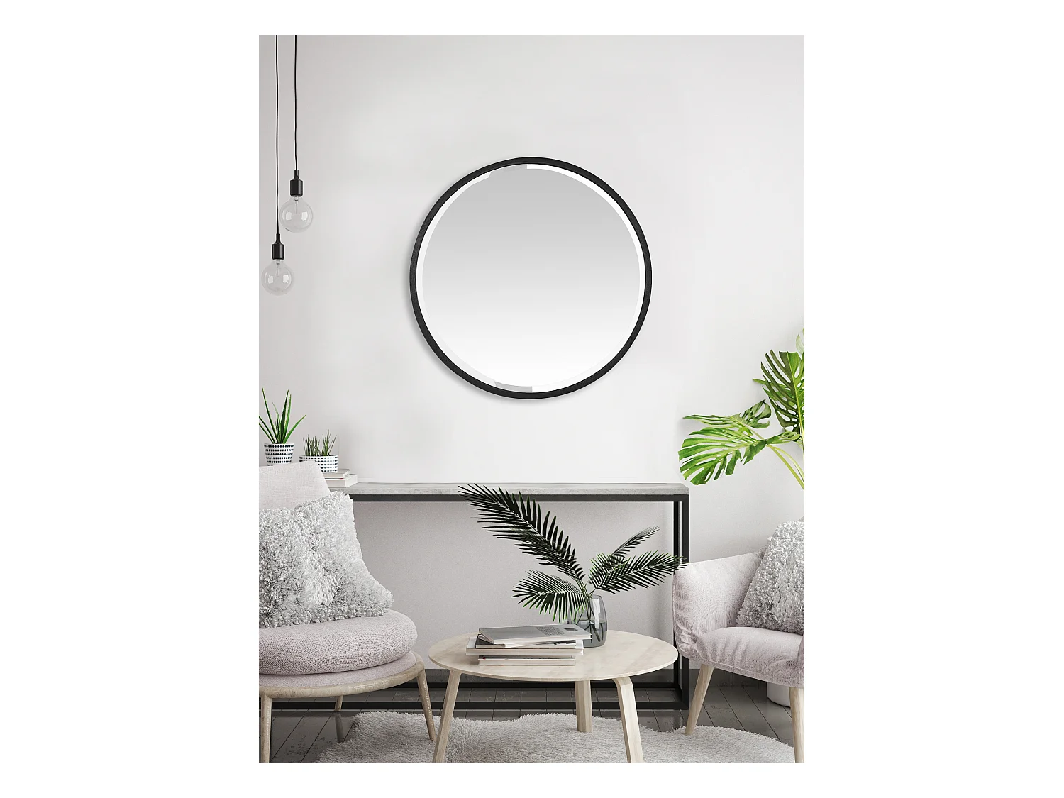 Miroir biseauté rond métal 60x60cm