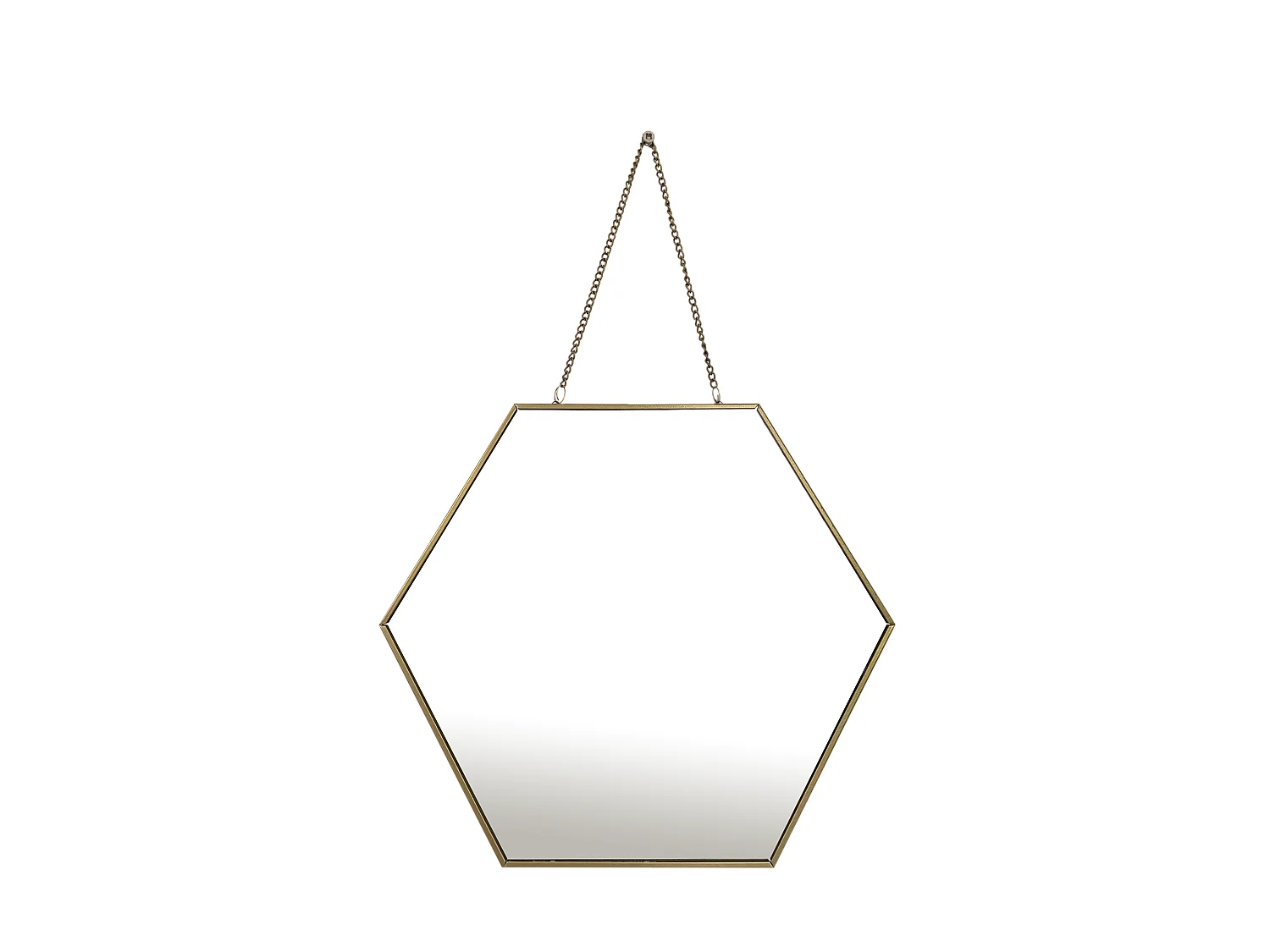 Miroir hexagonal avec chaînette en métal doré 30x26cm