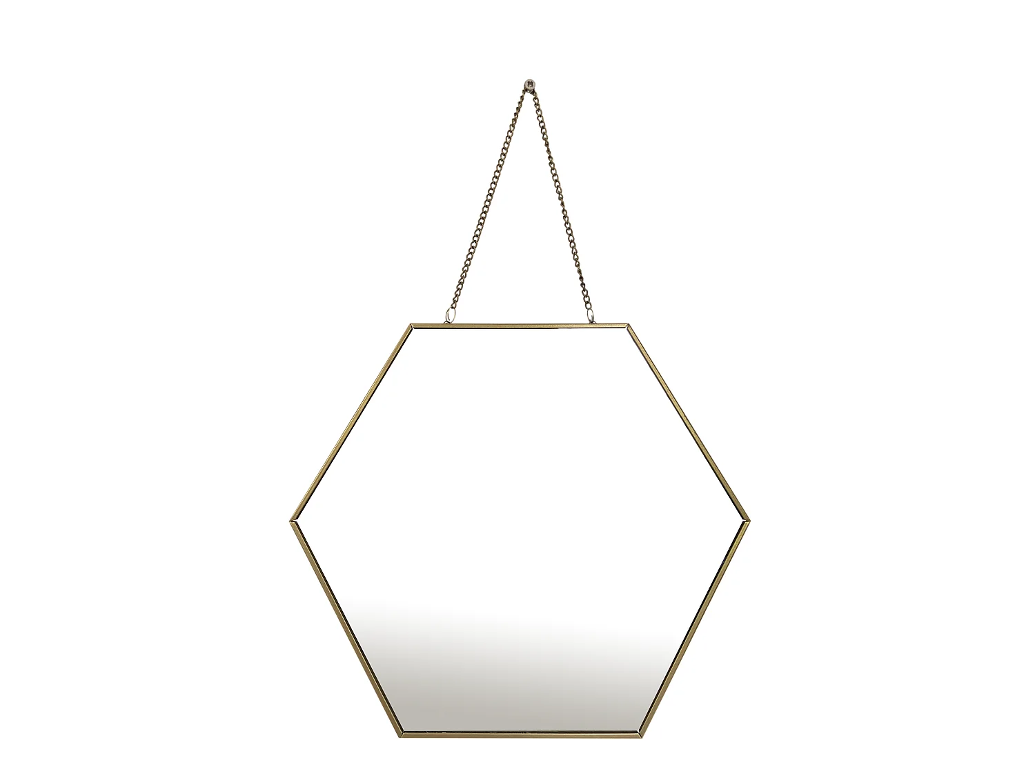Miroir hexagonal avec chaînette en métal doré 30x26cm