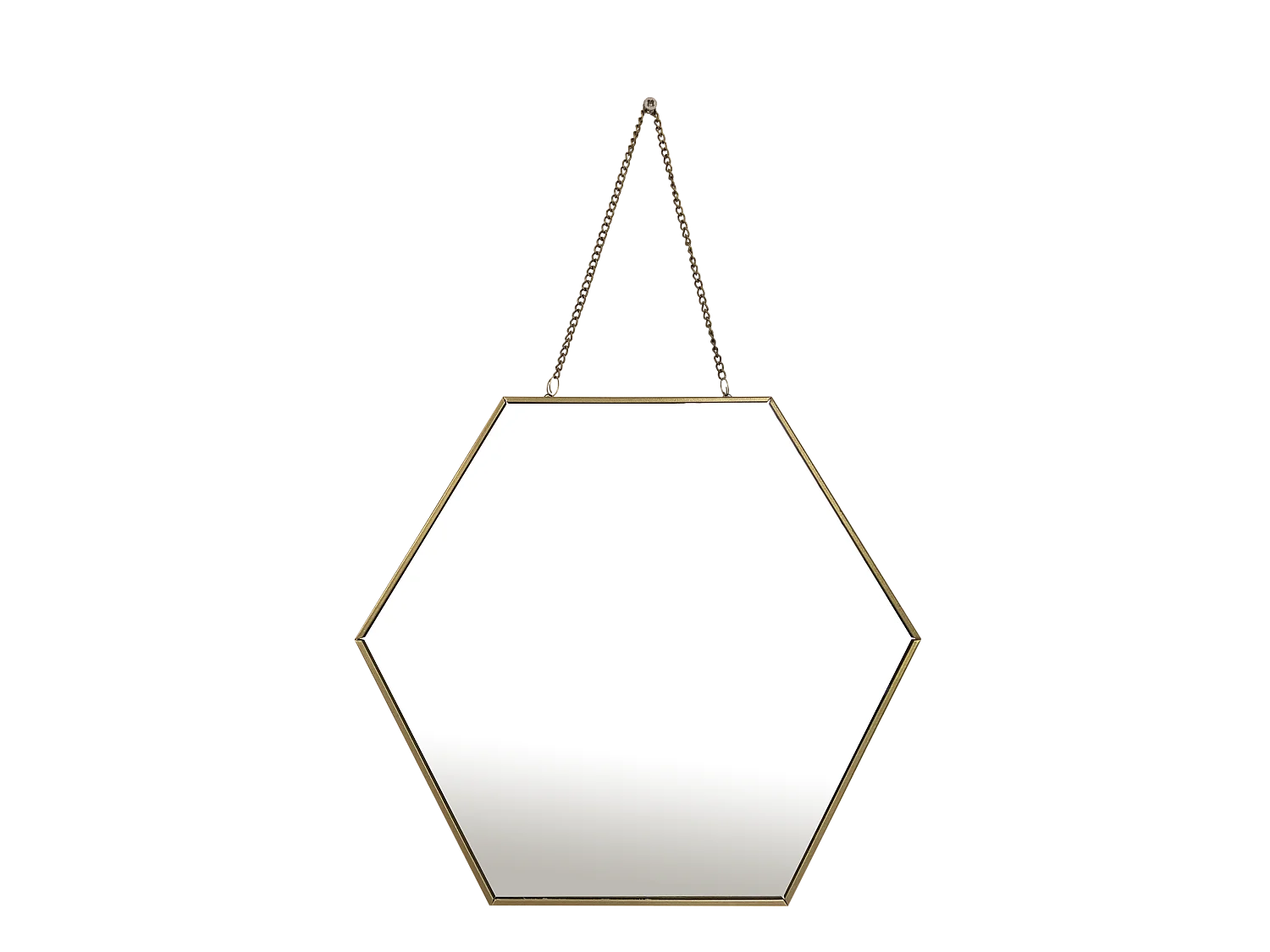 Miroir hexagonal avec chaînette en métal doré 30x26cm