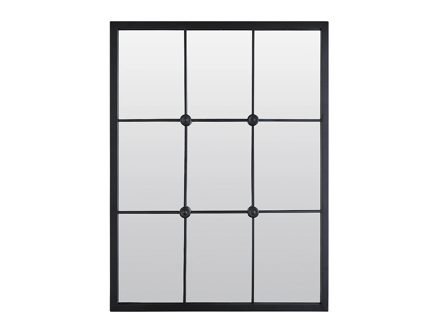 Miroir industriel noir avec cabochons 80x60cm