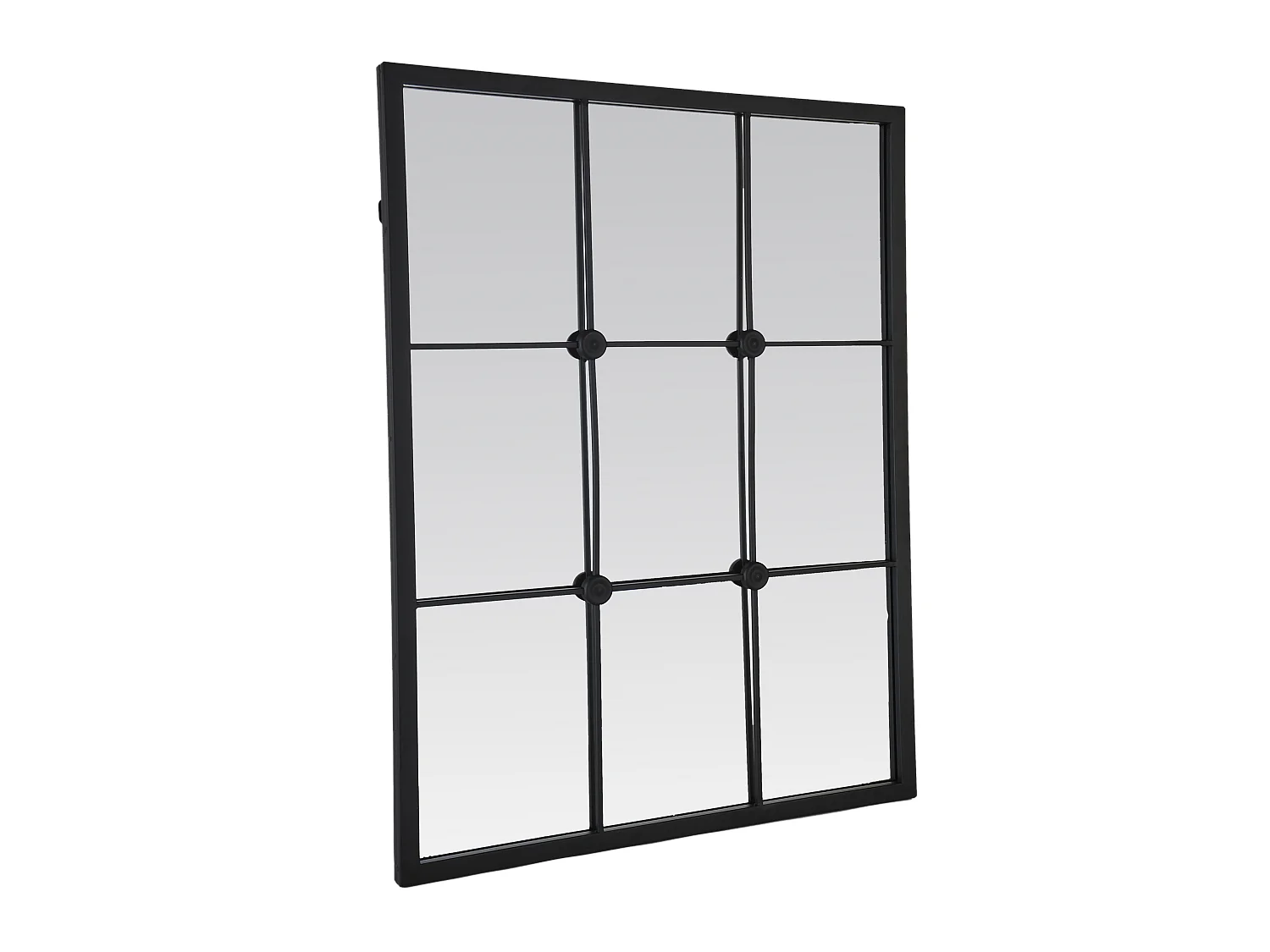 Miroir industriel noir avec cabochons 80x60cm