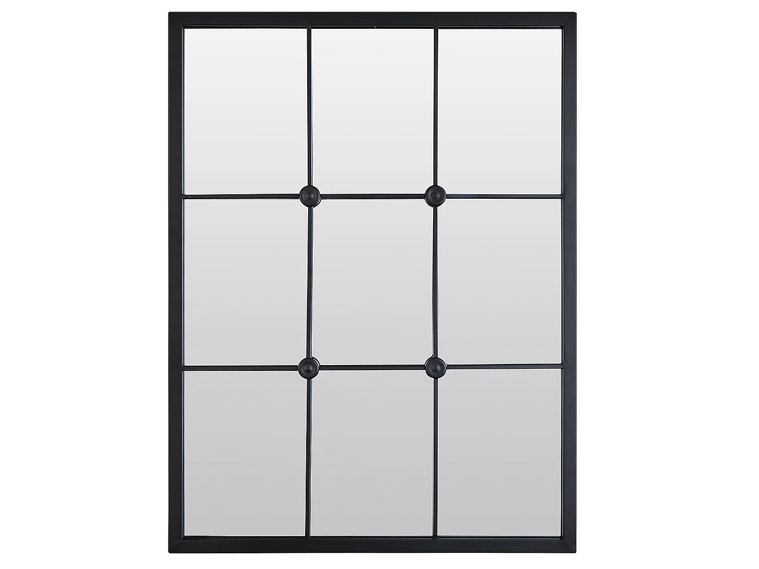 Miroir industriel noir avec cabochons 80x60cm