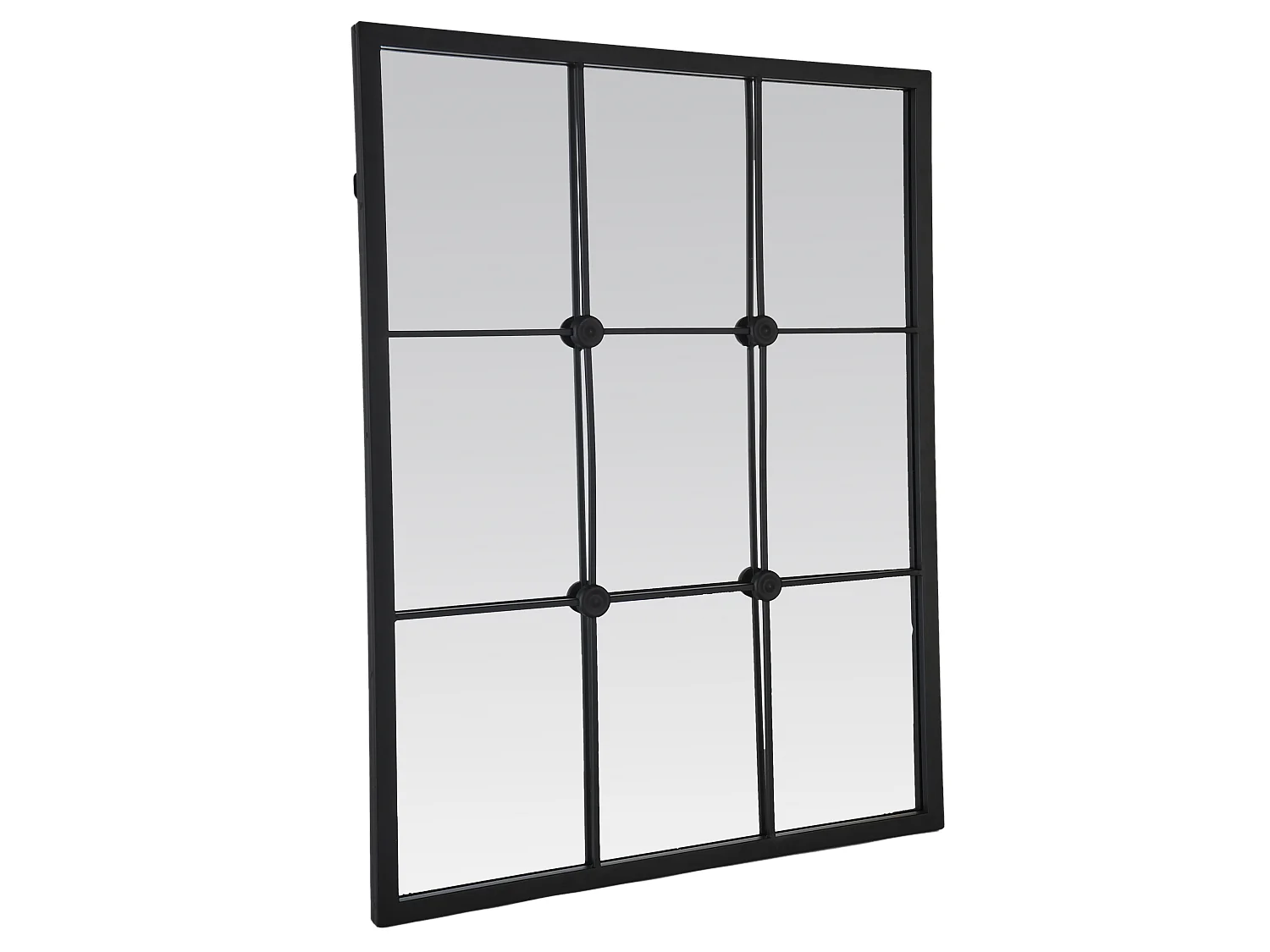 Miroir industriel noir avec cabochons 80x60cm