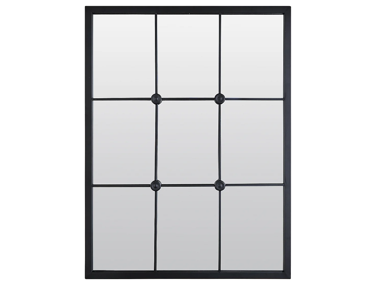 Miroir industriel noir avec cabochons 80x60cm