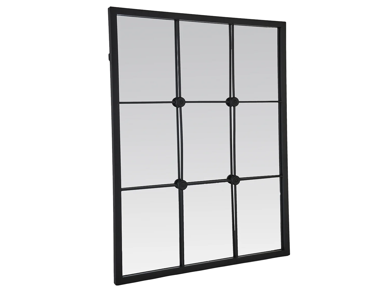 Miroir industriel noir avec cabochons 80x60cm