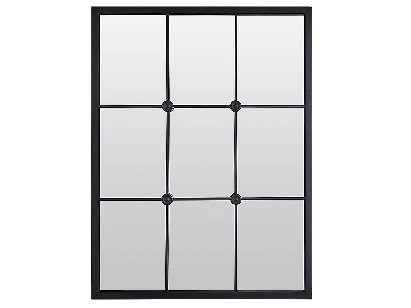 Miroir industriel noir avec cabochons 80x60cm