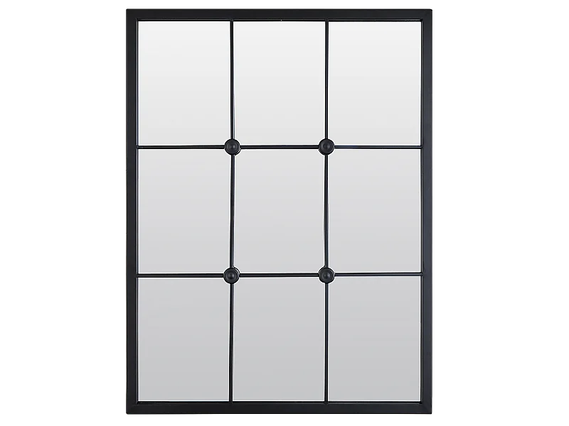 Miroir industriel noir avec cabochons 80x60cm