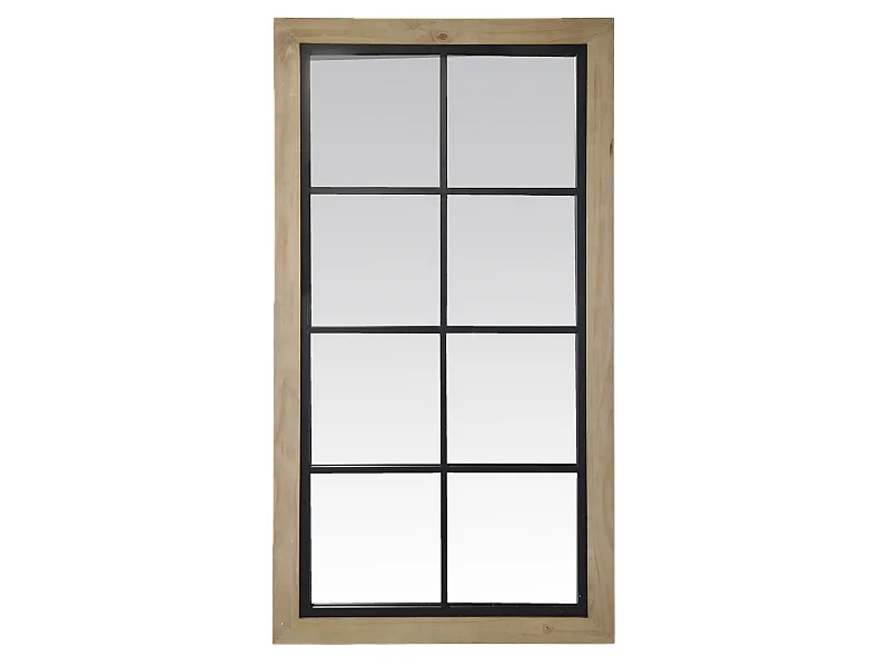 Miroir industriel en bois et métal 65x123cm