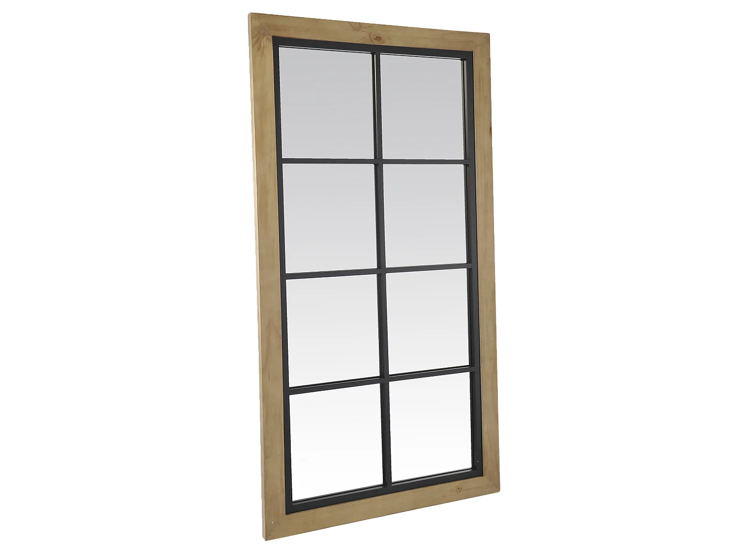 Miroir industriel en bois et métal 65x123cm