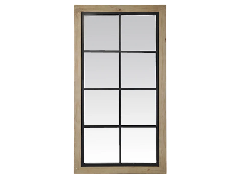 Miroir industriel en bois et métal 65x123cm