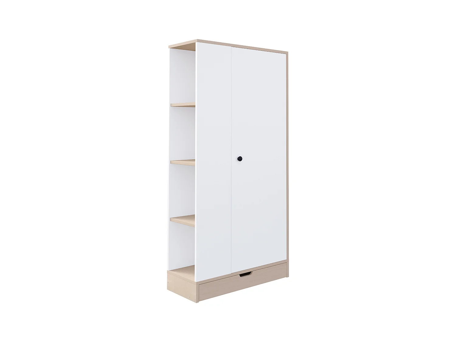 Armoire 70x40x170 cm - 1 porte & 1 tiroir avec étagère - Blanc