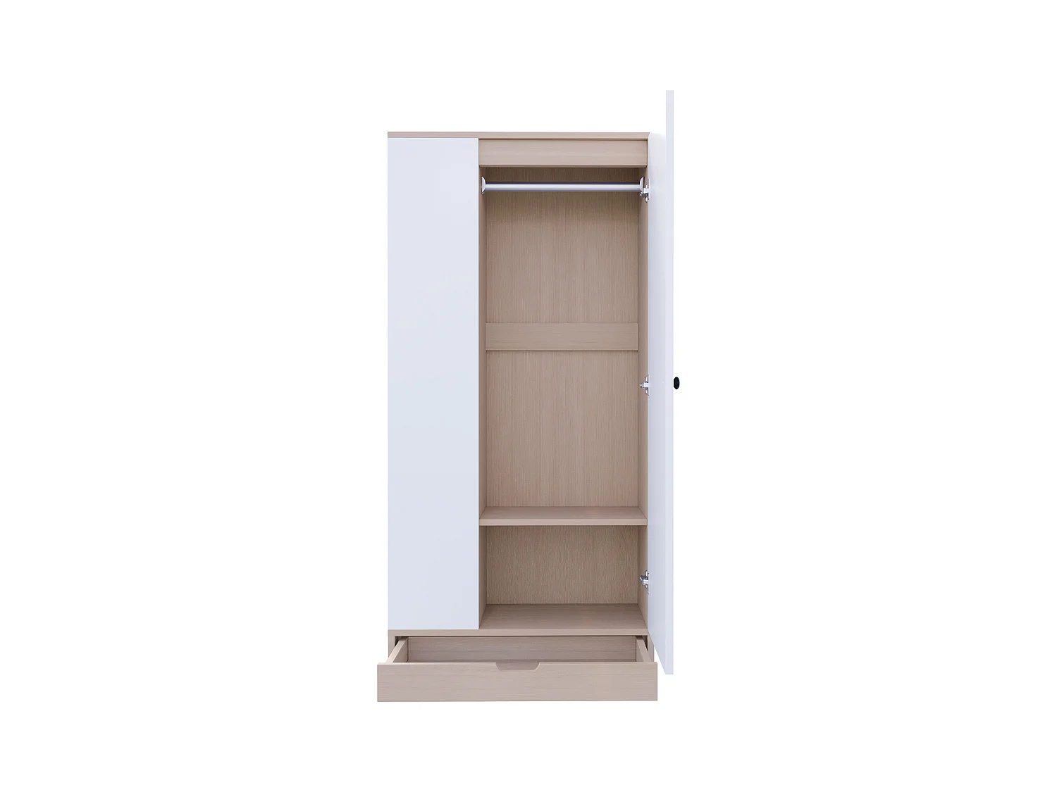 Armoire 70x40x170 cm - 1 porte & 1 tiroir avec étagère - Blanc
