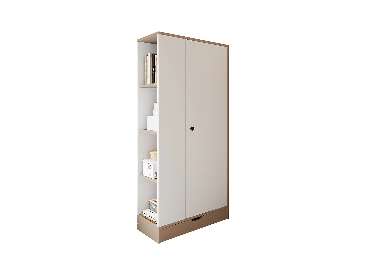Armoire 70x40x170 cm - 1 porte & 1 tiroir avec étagère - Blanc