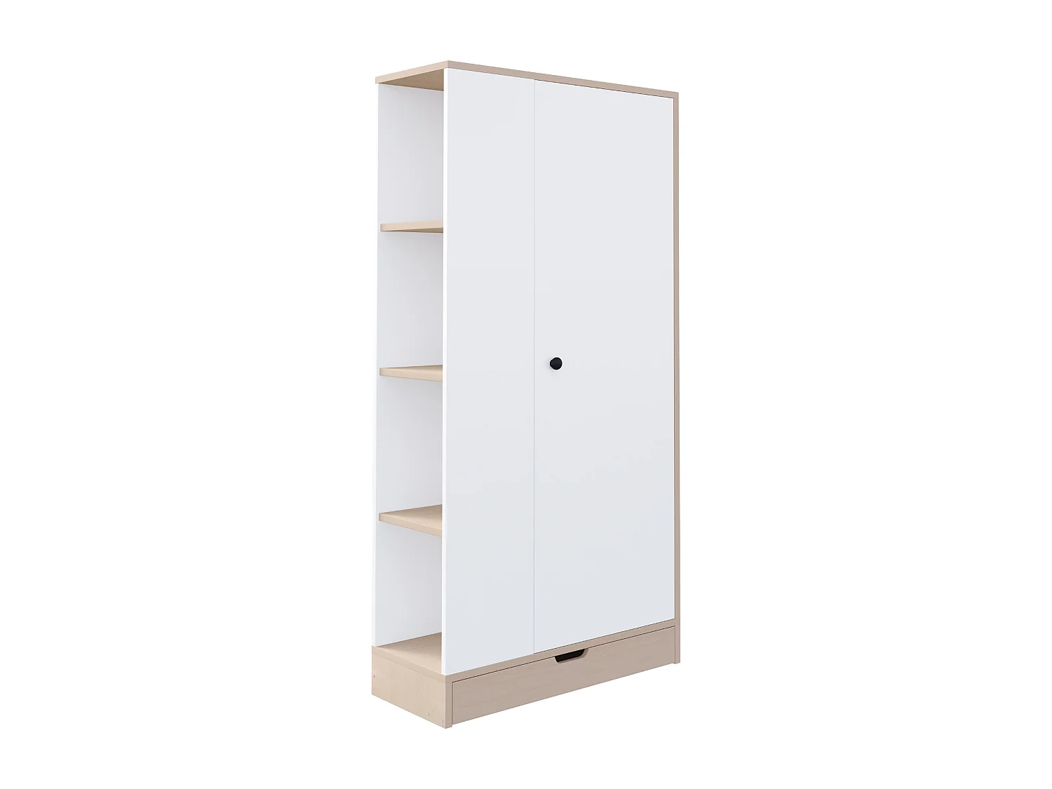 Kleiderschrank 70x40x170 cm - 1 Tür & 1 Schublade mit Regal - Weiß