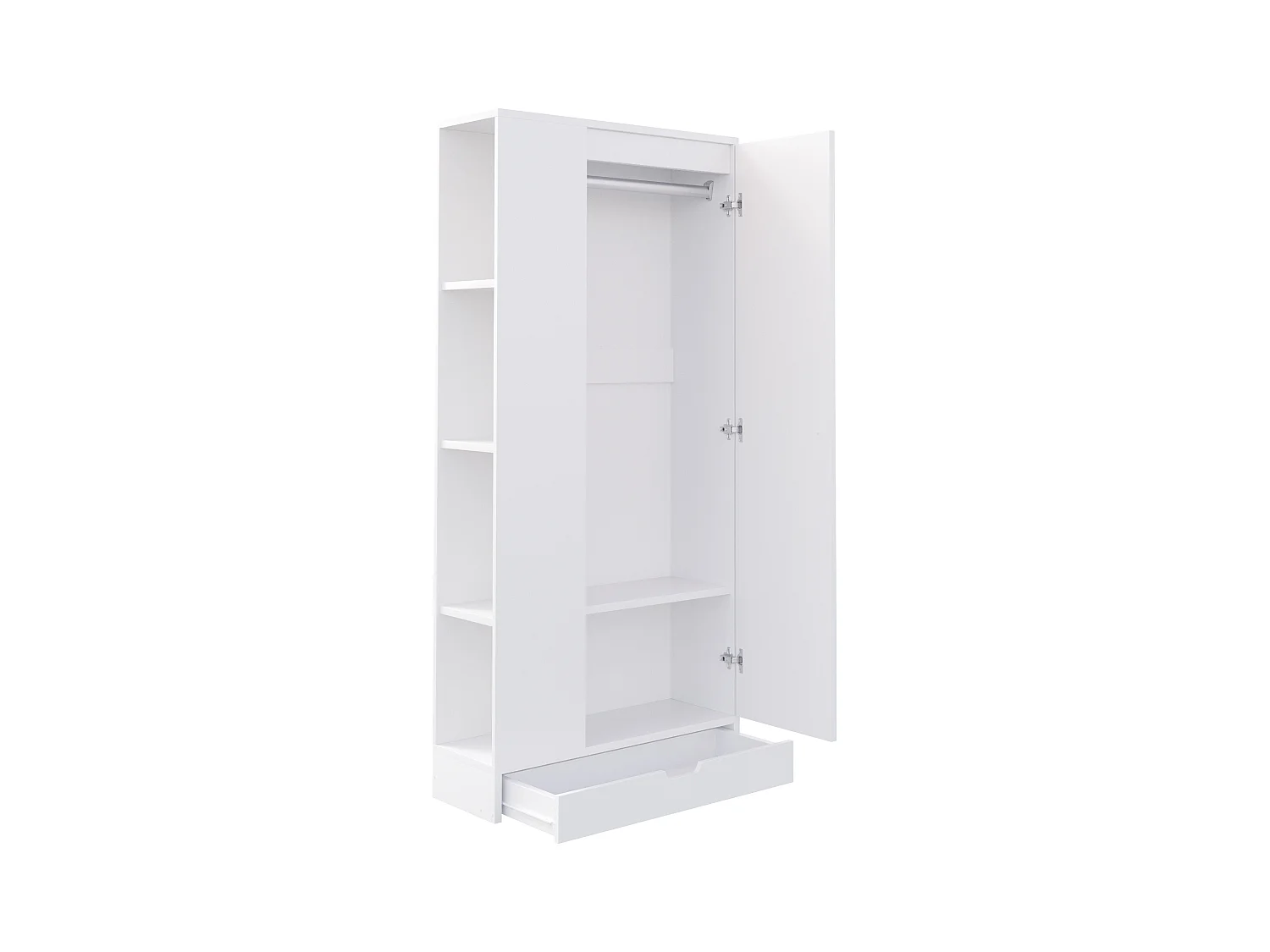 Armoire 70x40x170 cm - 1 porte - avec étagères - 1 tiroir - Blanc