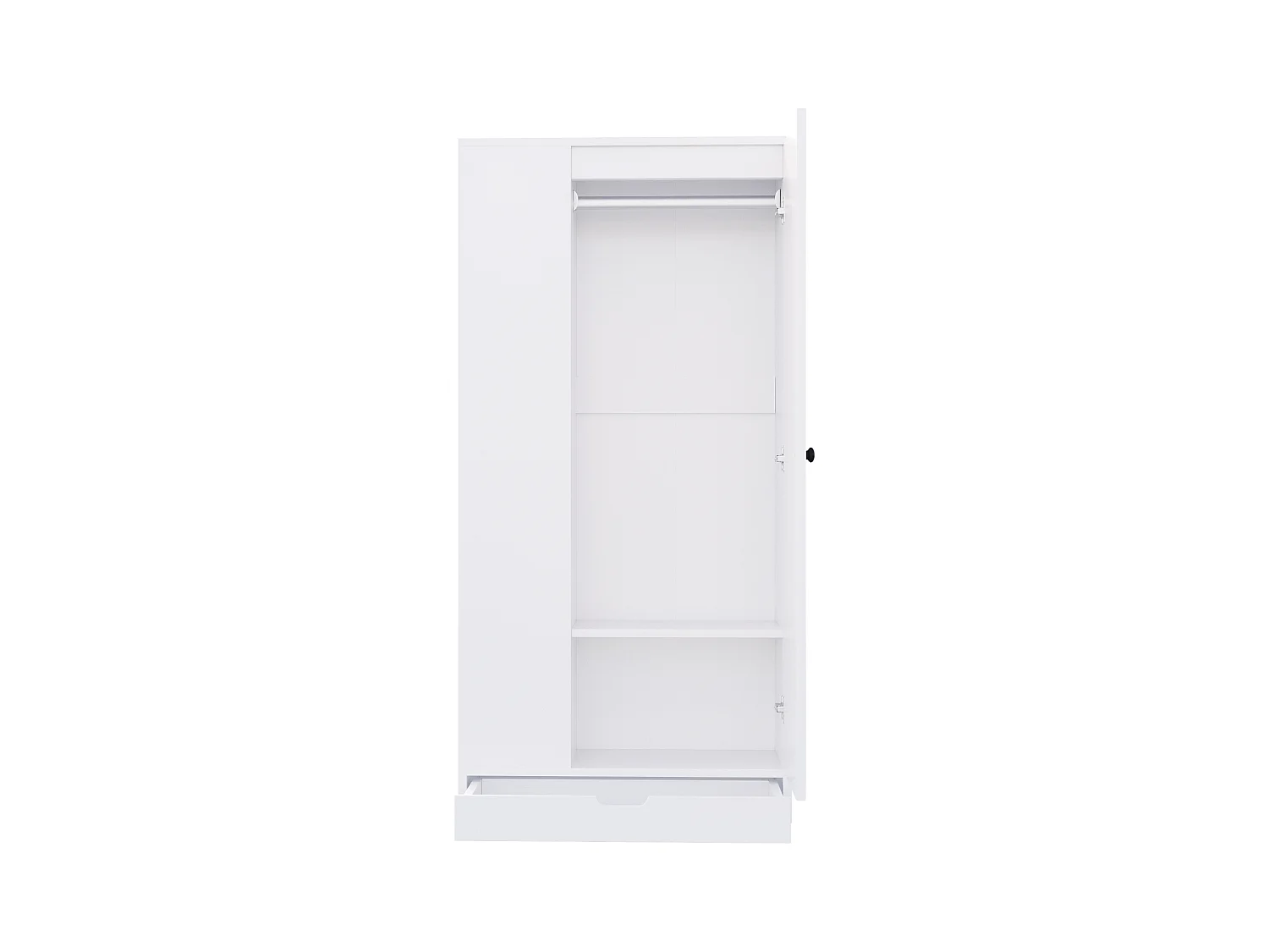 Armoire 70x40x170 cm - 1 porte - avec étagères - 1 tiroir - Blanc