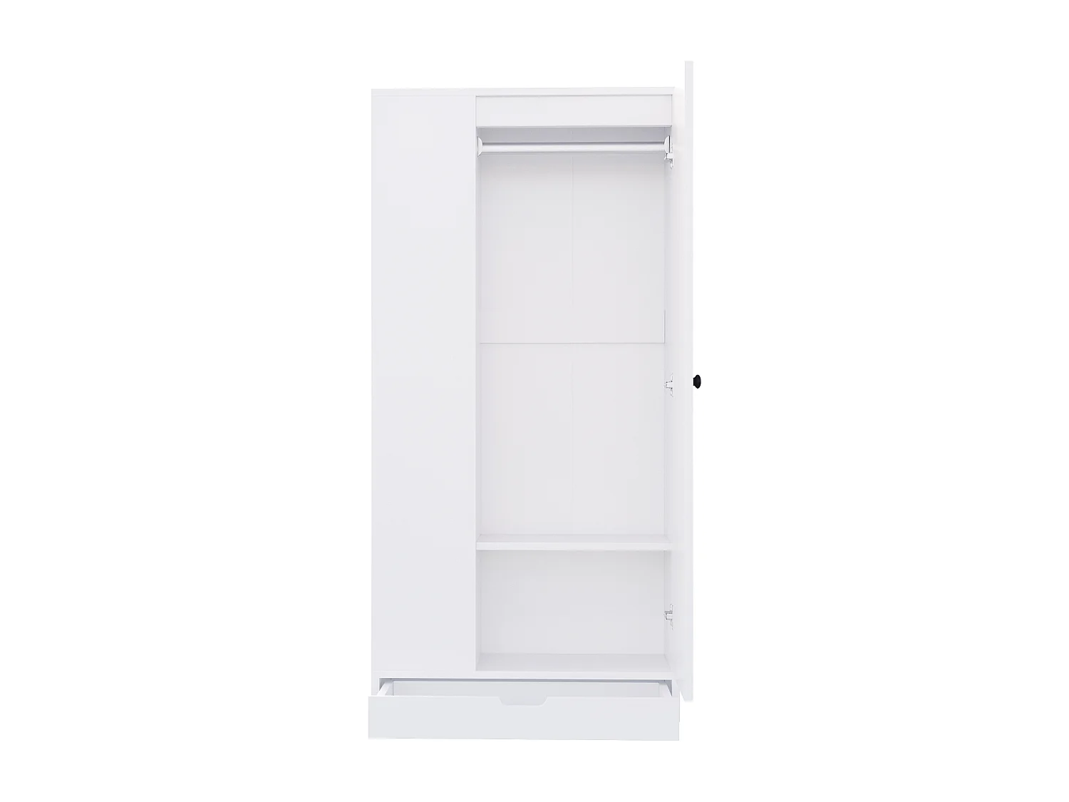 Kleiderschrank 70x40x170 cm - 1 Tür - mit Regalen - 1 Schublade - Weiß