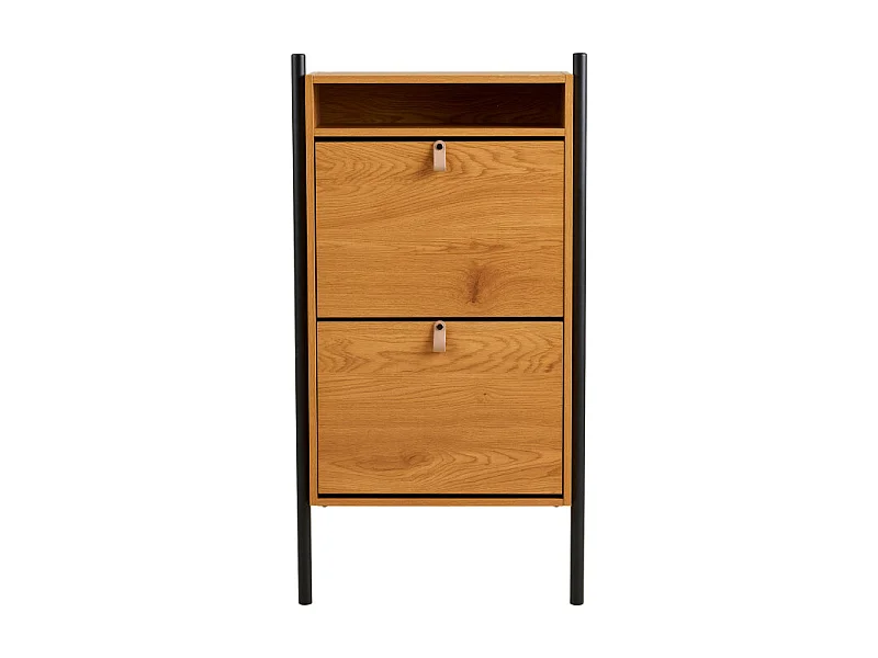 Barco - Meuble à chaussures 2 portes en bois et métal L62cm - Bois clair