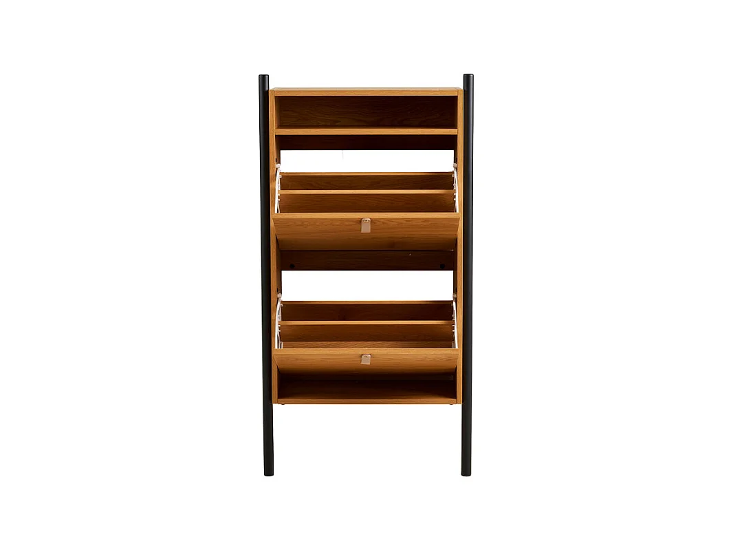 Barco - Meuble à chaussures 2 portes en bois et métal L62cm - Bois clair