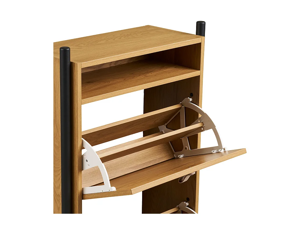 Barco - Meuble à chaussures 2 portes en bois et métal L62cm - Bois clair