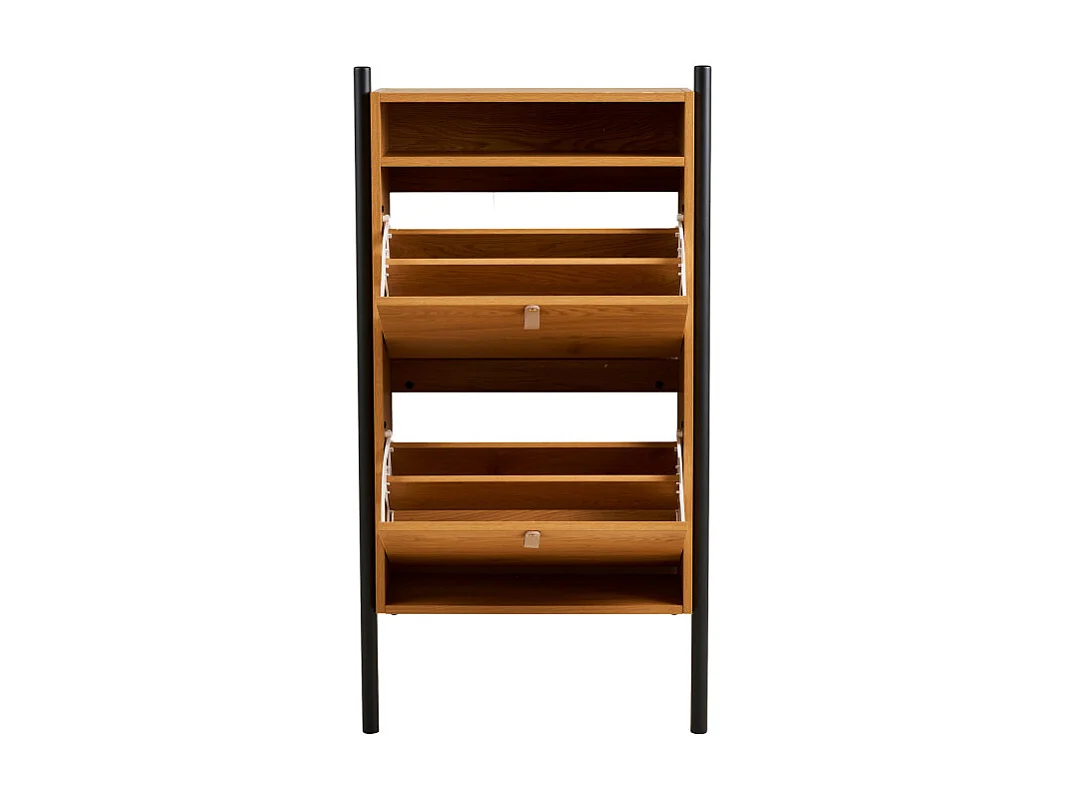 Barco - Meuble à chaussures 2 portes en bois et métal L62cm - Bois clair