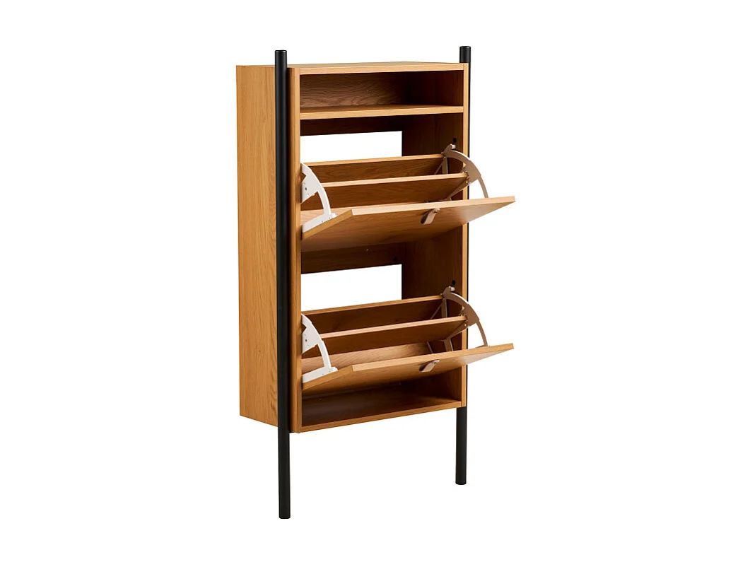 Barco - Meuble à chaussures 2 portes en bois et métal L62cm - Bois clair