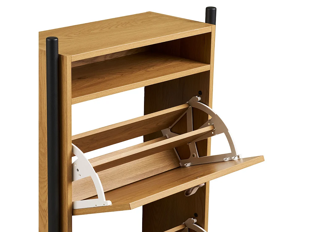 Barco - Meuble à chaussures 2 portes en bois et métal L62cm - Bois clair