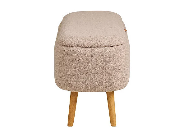 Harlow - Banc coffre en tissu bouclette et bois L95cm - Beige