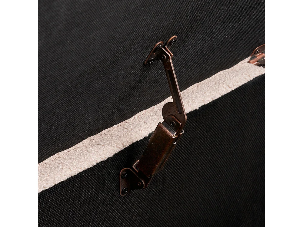 Harlow - Banc coffre en tissu bouclette et bois L95cm - Beige