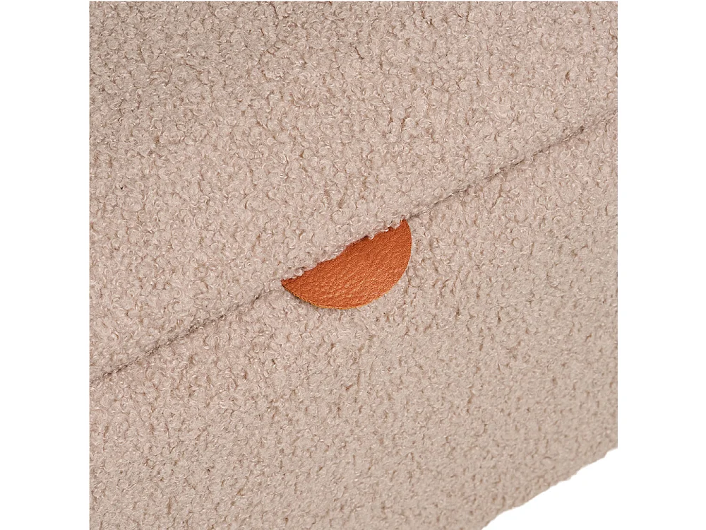 Harlow - Banc coffre en tissu bouclette et bois L95cm - Beige