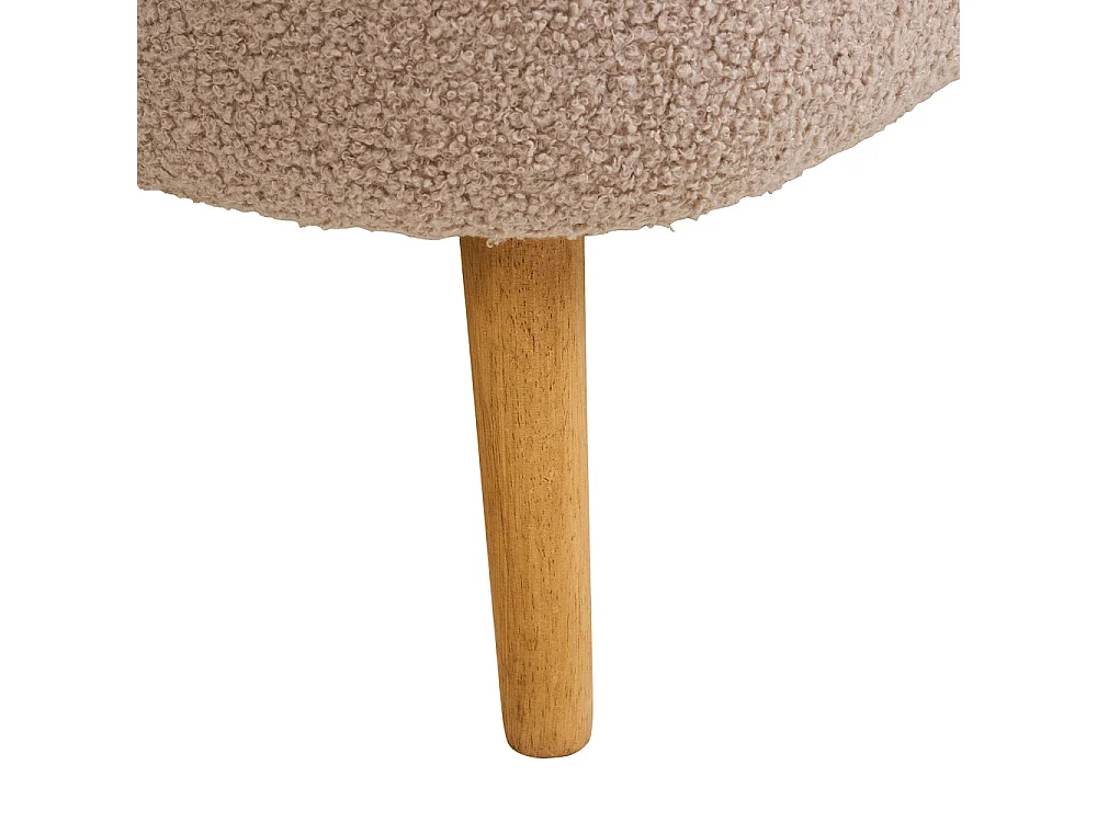 Harlow - Banc coffre en tissu bouclette et bois L95cm - Beige