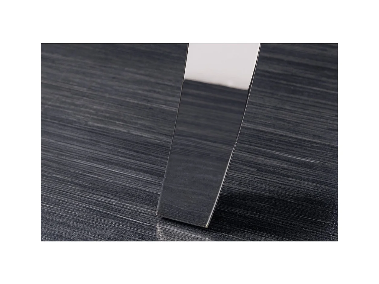 Table de salle à manger VELENA – Rectangulaire 200 cm – Verre trempé et acier argenté – Style baroque chic