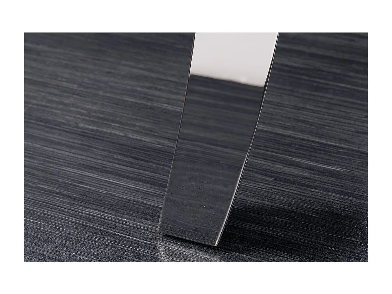 Table de salle à manger VELENA – Rectangulaire 200 cm – Verre trempé et acier argenté – Style baroque chic