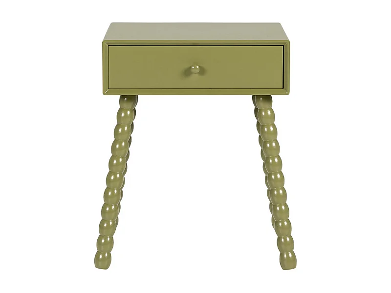 Enko - Table de chevet 1 tiroir en bois  - Vert olive