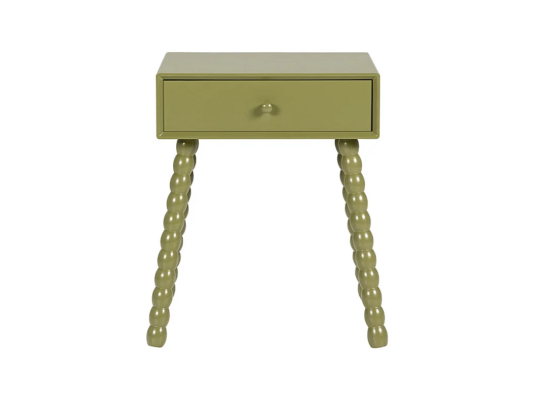 Enko - Table de chevet 1 tiroir en bois  - Vert olive
