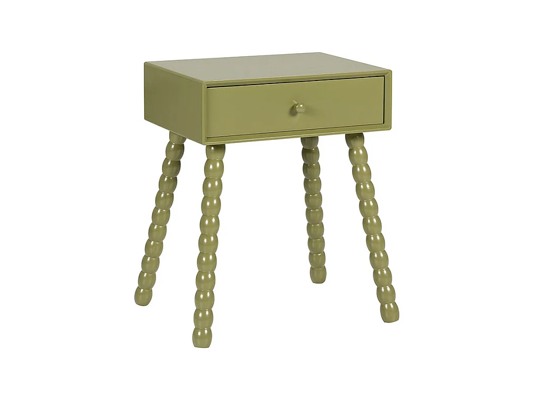 Enko - Table de chevet 1 tiroir en bois  - Vert olive