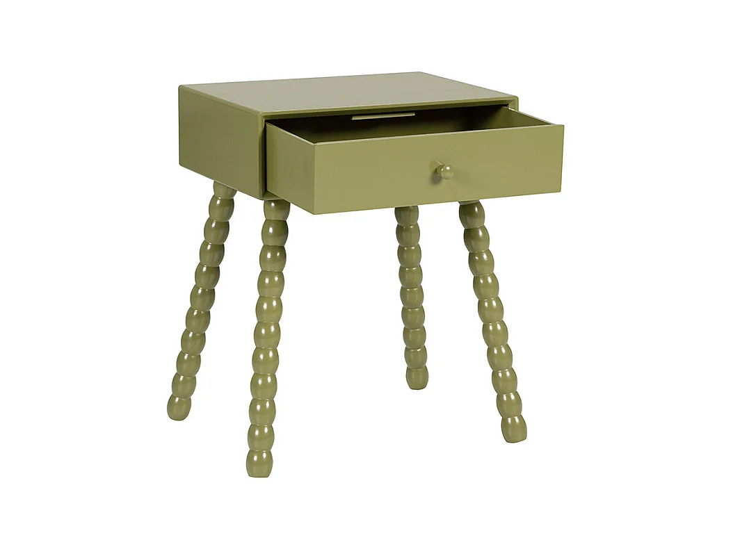 Enko - Table de chevet 1 tiroir en bois  - Vert olive