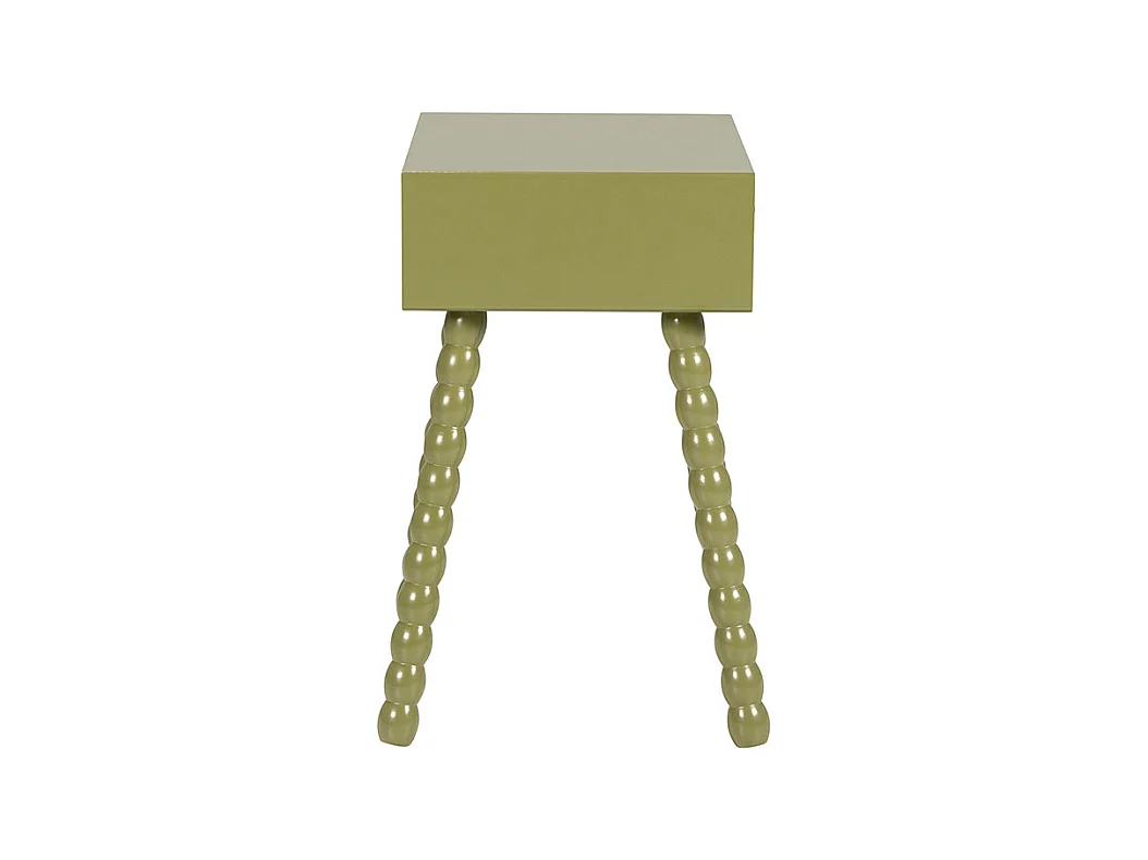 Enko - Table de chevet 1 tiroir en bois  - Vert olive
