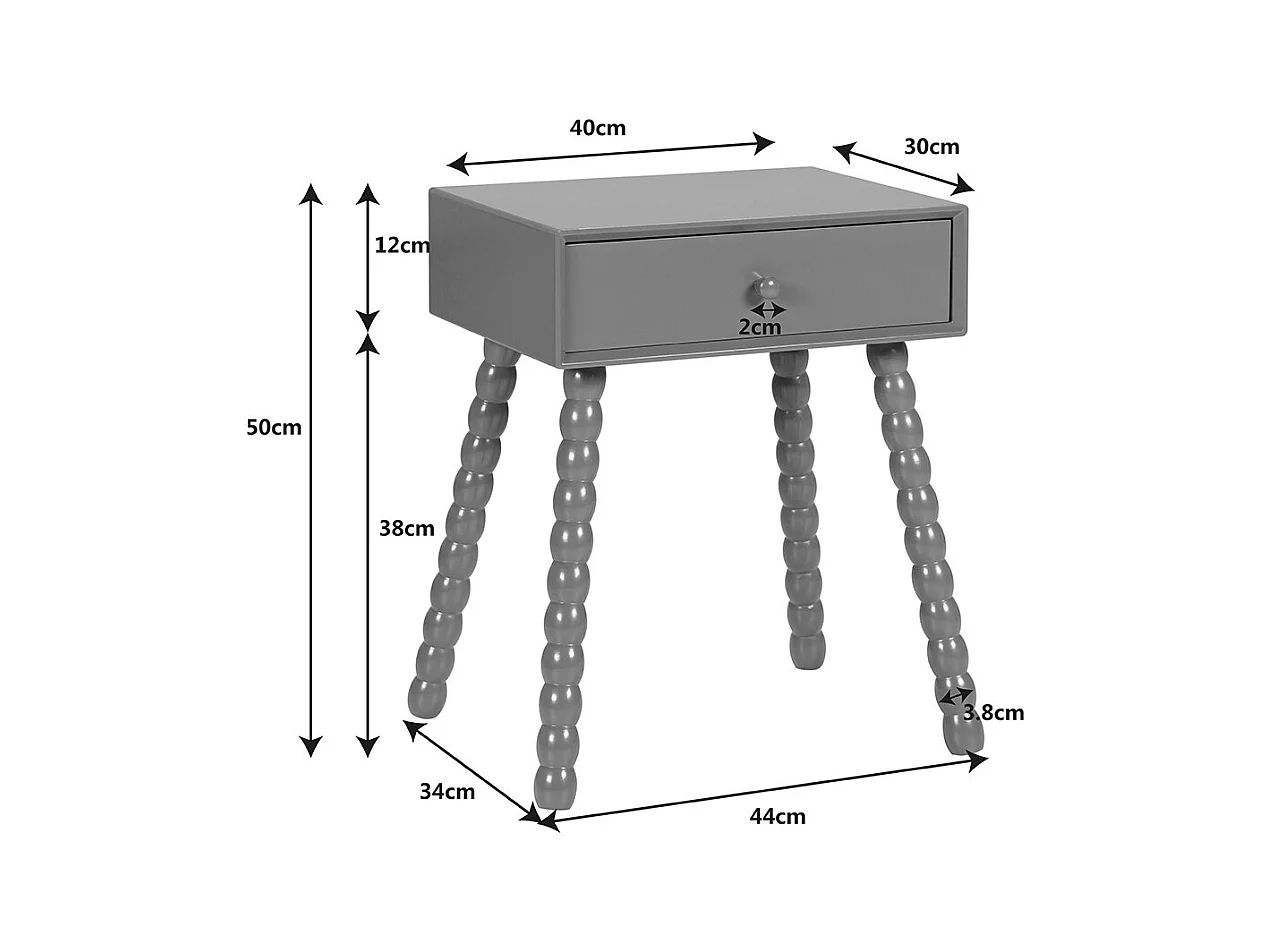 Enko - Table de chevet 1 tiroir en bois  - Vert olive