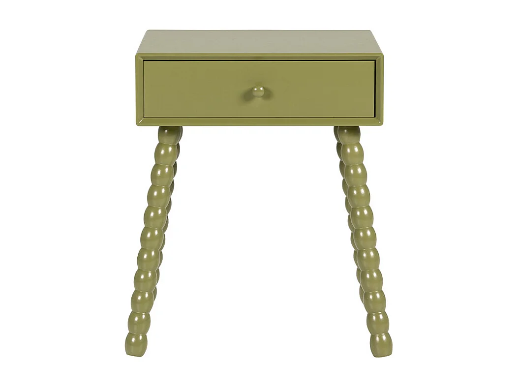 Enko - Table de chevet 1 tiroir en bois  - Vert olive